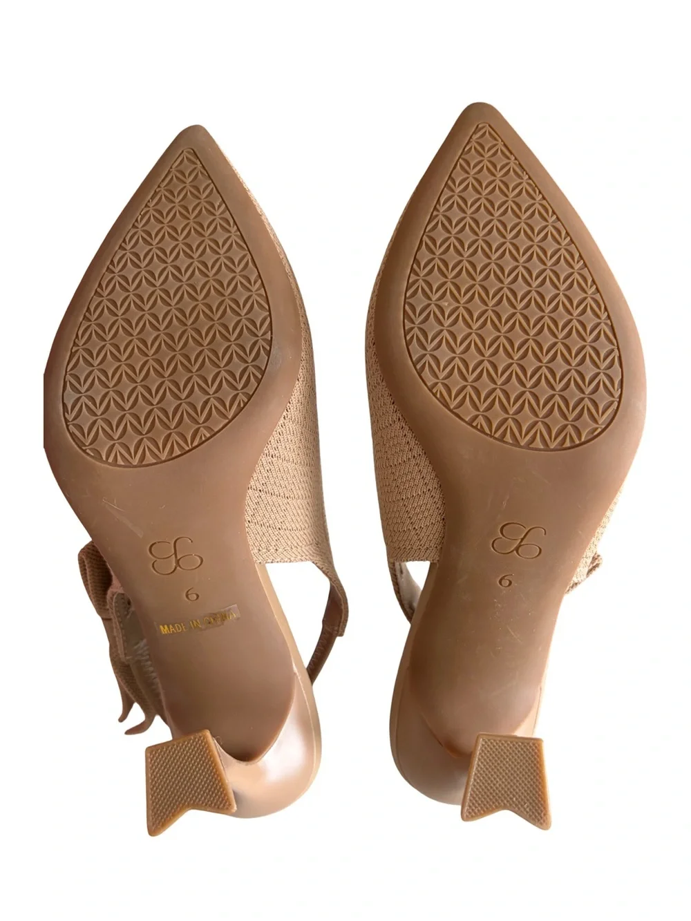 Cosy Island EverLush Bowknot Pointed Toe Heeled Slingback Nude Size 6